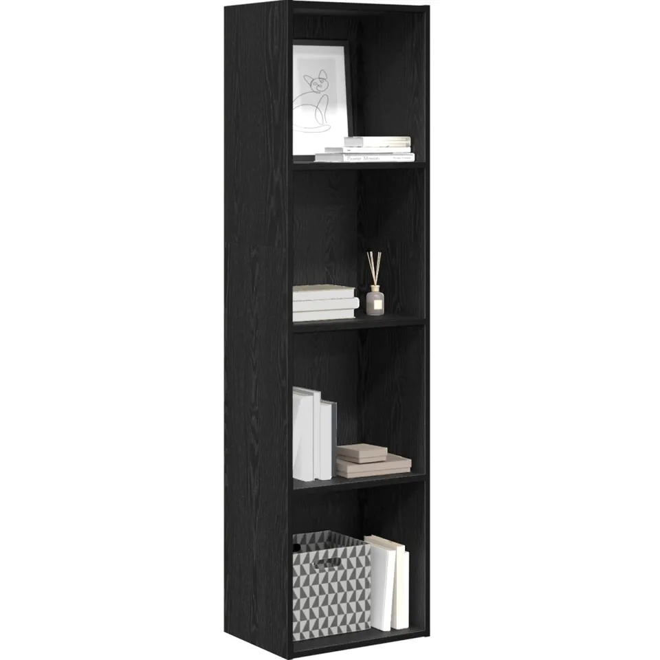 vidaXL Boekenkast 4-laags 40 x 30 x 152 cm Bewerkt hout Zwart Eiken