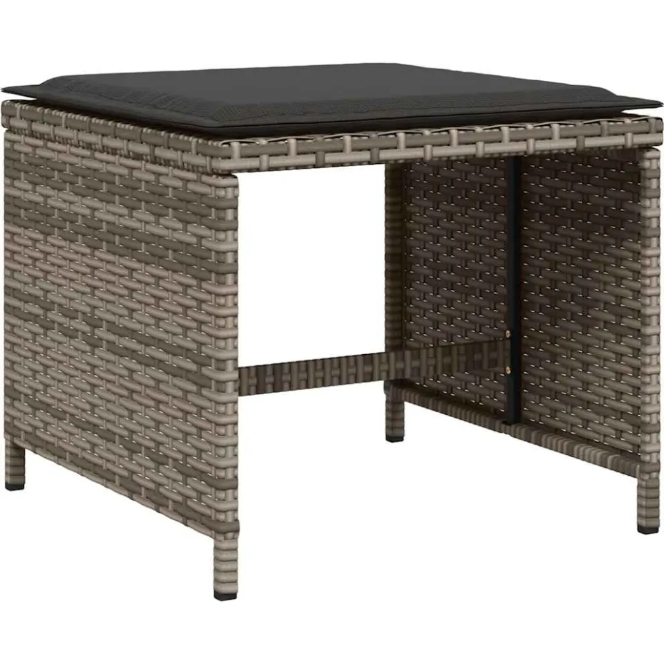 vidaXL 15-delige Tuinset met kussens poly rattan grijs