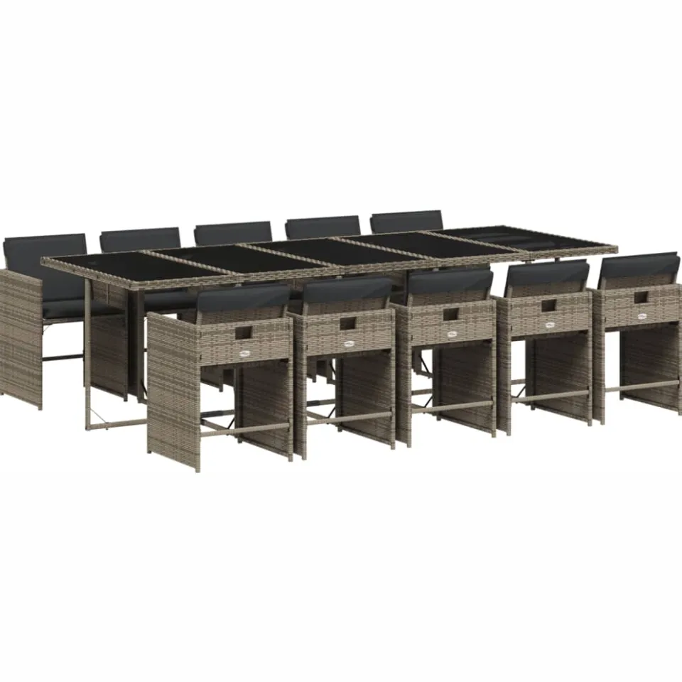 vidaXL 11-delige Tuinset met kussens poly rattan grijs, foto 3