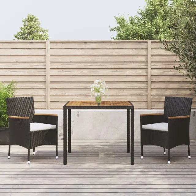 vidaXL 3-delige Tuinset met kussens poly rattan zwart, foto 2