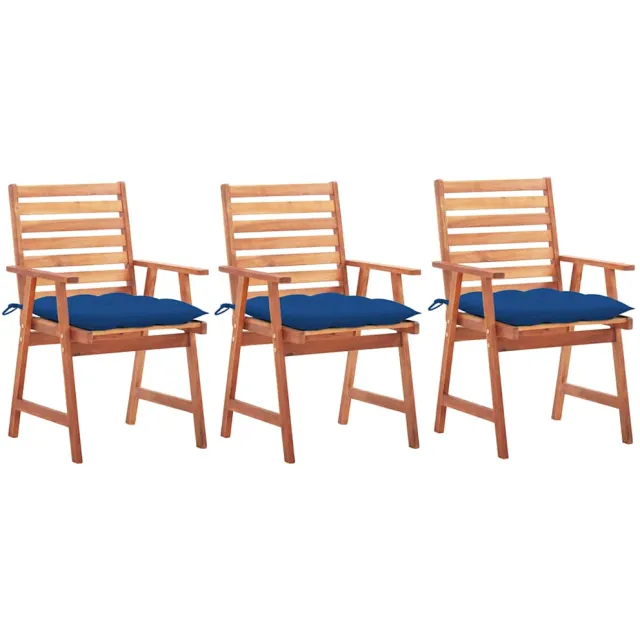 vidaXL Tuinstoelen 3 st met kussens massief acaciahout Blauw