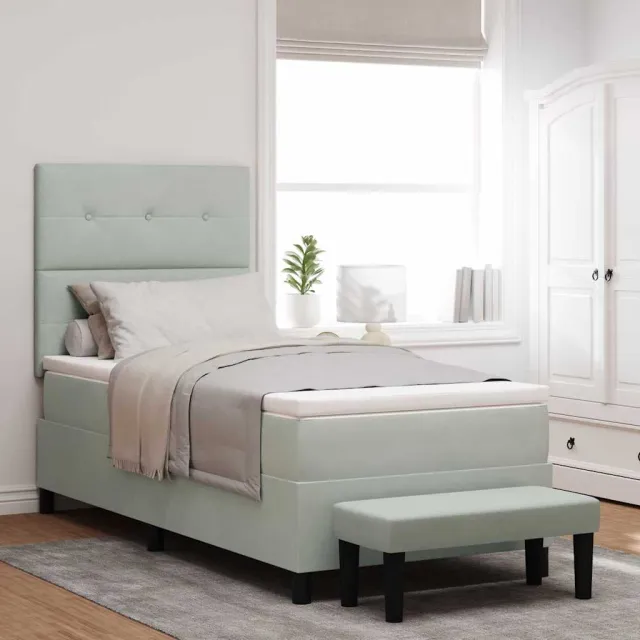 vidaXL Boxspring bed met hoofdeinde Lichtgrijs 200 x 80 cm Fluweel