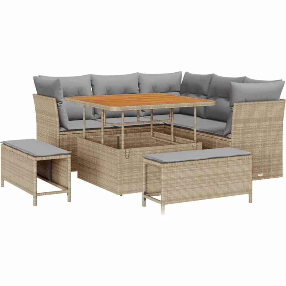 vidaXL Tuinbankenset 8 st Beige poly rattan