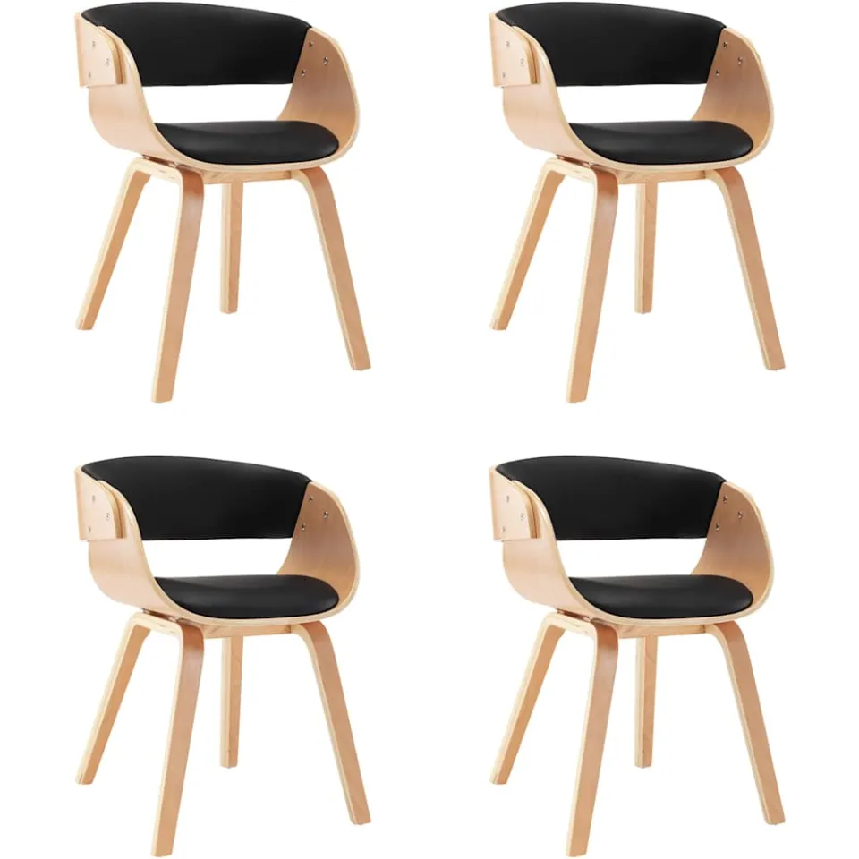 vidaXL Eetkamerstoelen 4 st gebogen hout en kunstleer zwart, foto 3