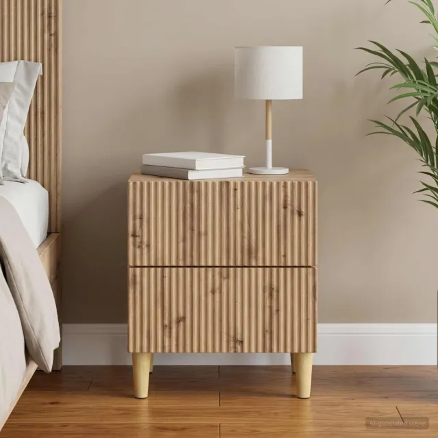vidaXL Nachtkastje Artisanaal eiken 43 x 34,5 x 48 cm Bewerkt hout Bruin