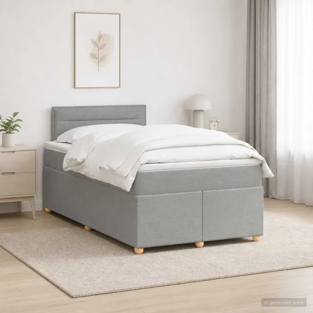 vidaXL Boxspringbed met matras Lichtgrijs 120 x 190 cm Stof