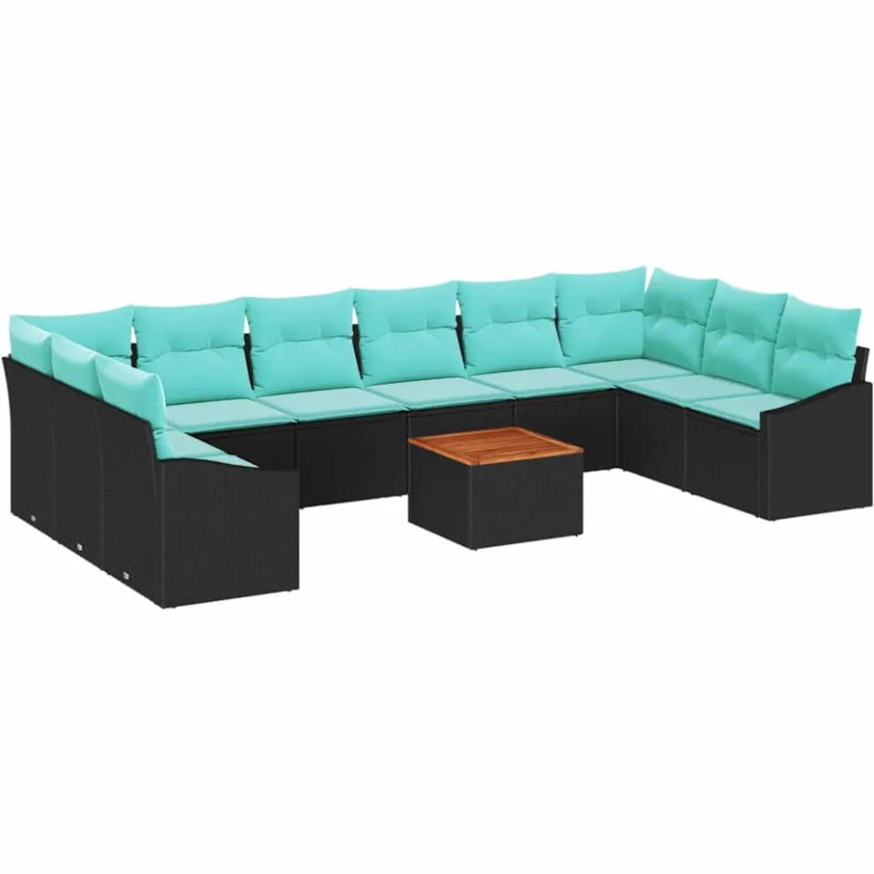 vidaXL Tuinbankenset 11 st Zwart poly rattan