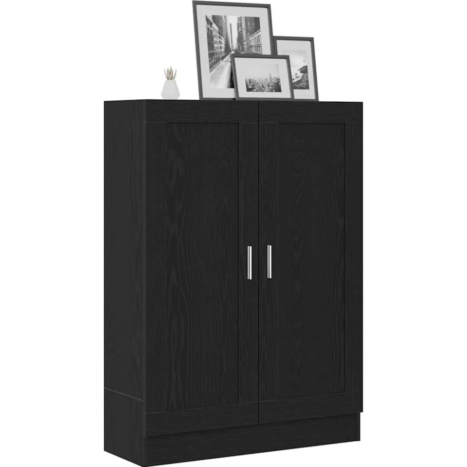 vidaXL Boekenkast 3-laags 82,5 x 30,5 x 115 cm Bewerkt hout Zwart