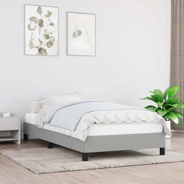 vidaXL Bedframe zonder matras 80x200 cm stof lichtgrijs