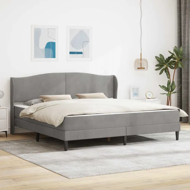vidaXL Bedframe met matras Lichtgrijs 180 x 200 cm fluweel