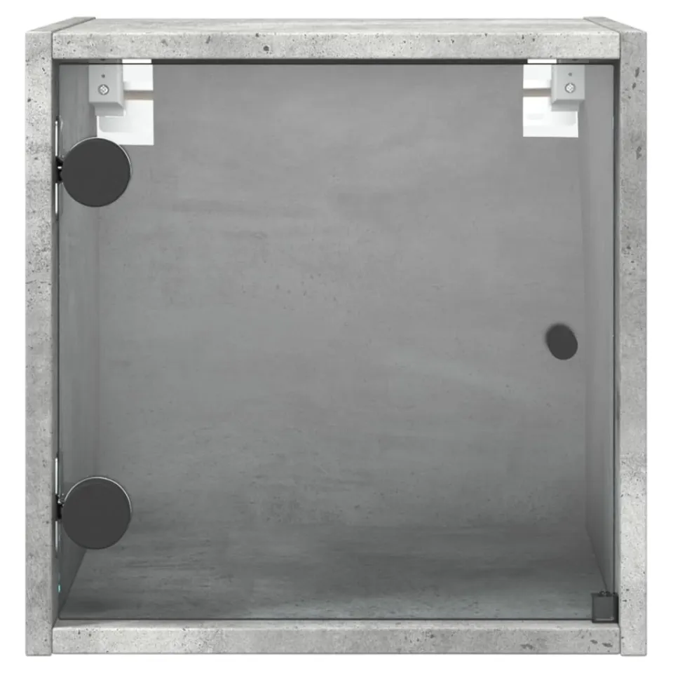 vidaXL Nachtkastje met glazen deur 35x37x35 cm betongrijs grijs, foto 4