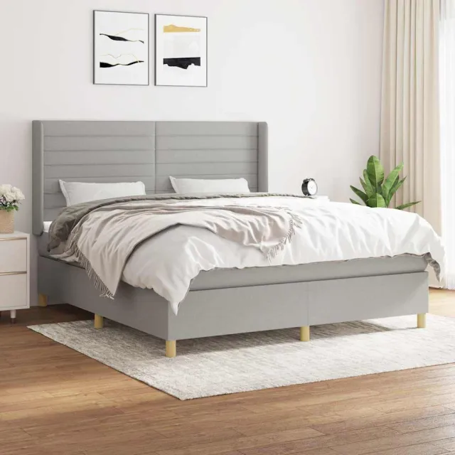 vidaXL Boxspring met matras stof lichtgrijs 160x200 cm grijs