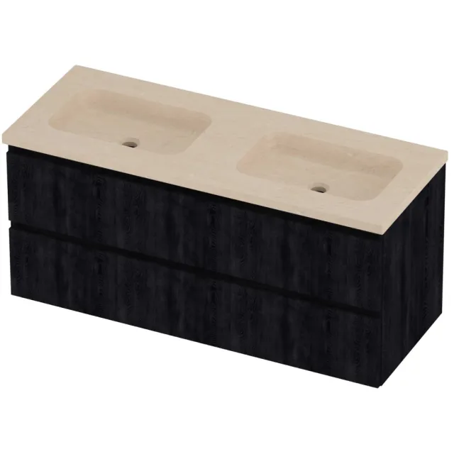 Proline Rollo Badmeubelset Hardsteen Elegant Dubbel 120x46x54 cm Sand Stone Charcoal Oak Eiken