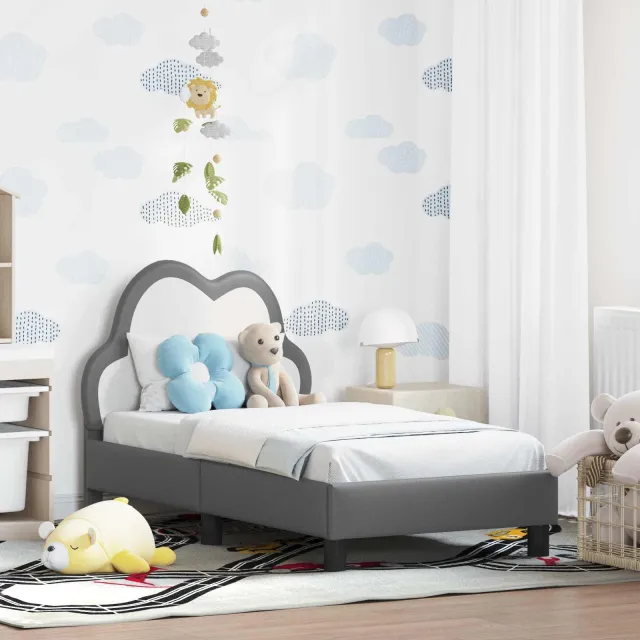 vidaXL Peuterbedframe met hoofdbord Lichtgrijs 70 x 140 cm PU