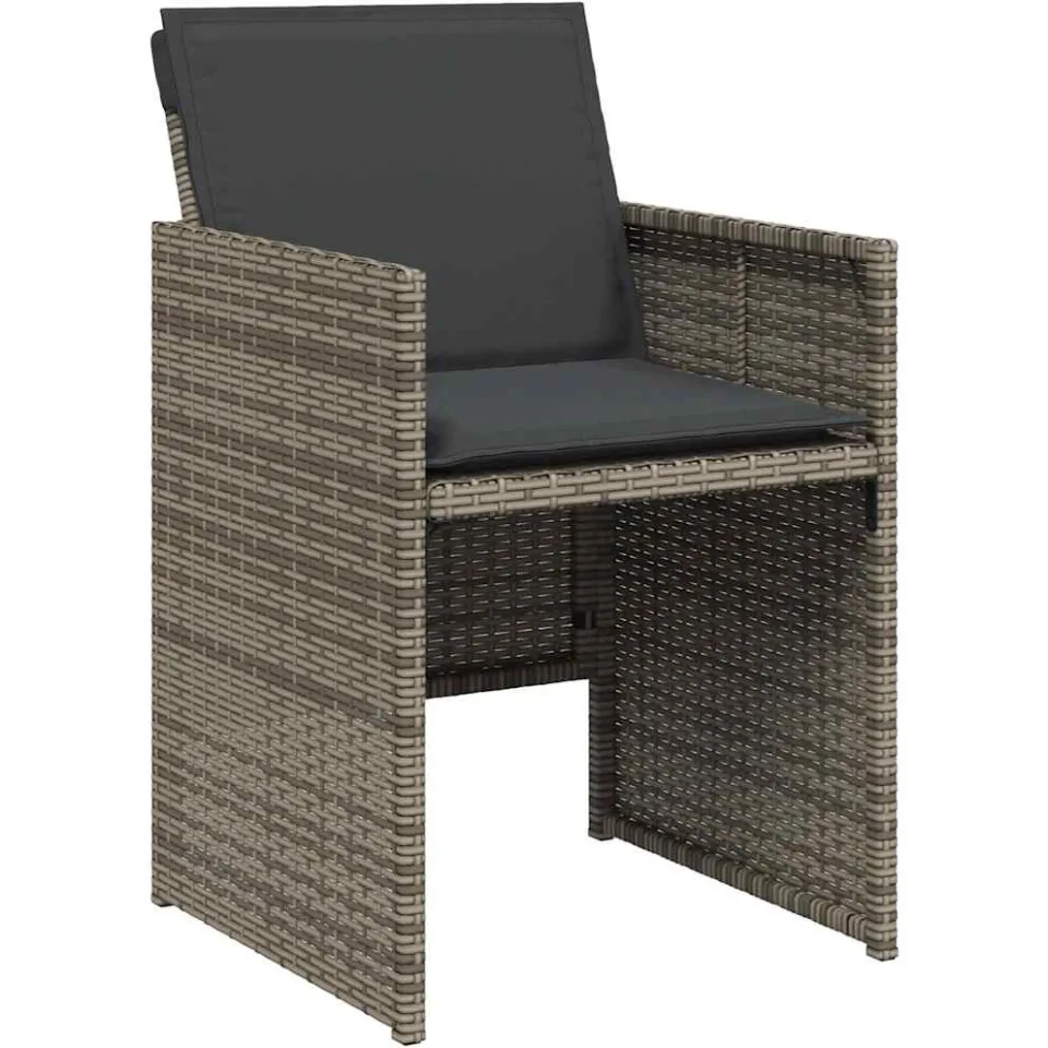 vidaXL 15-delige Tuinset met kussens poly rattan grijs, foto 4