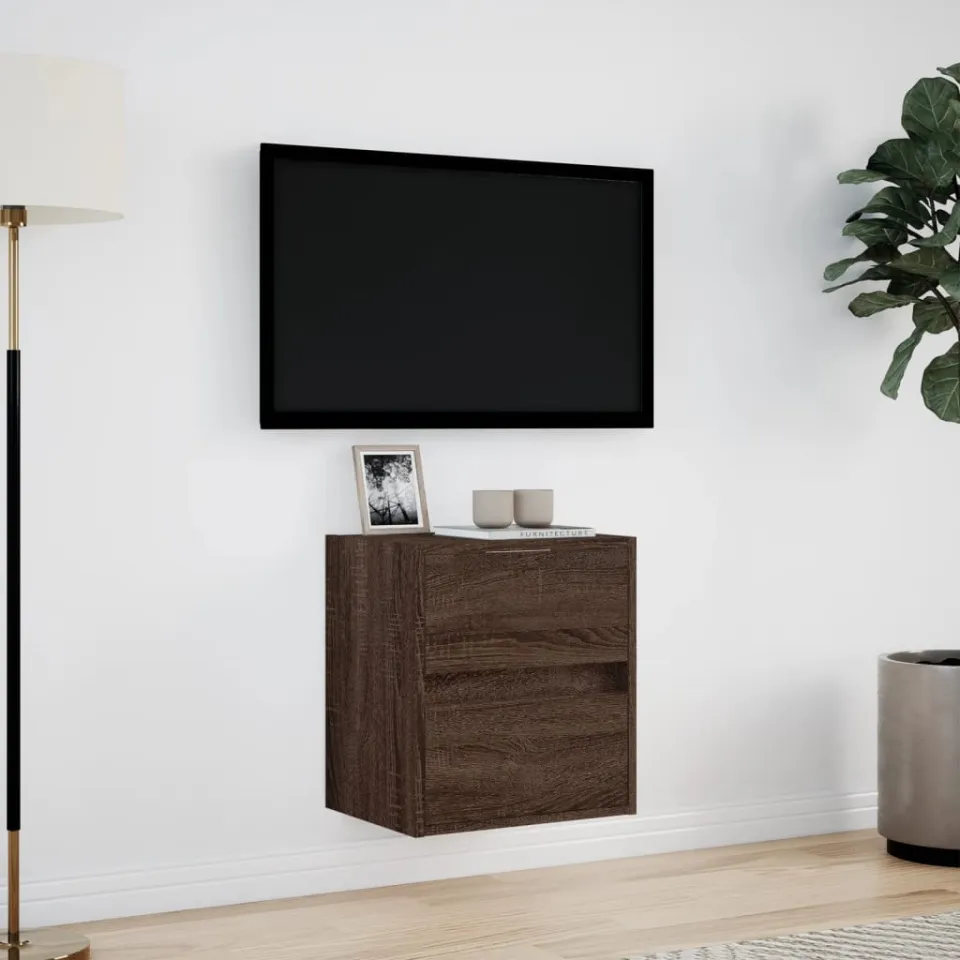 vidaXL Tv-wandmeubel met LED-verlichting 41x31x45 cm bruin eikenkleur, foto 3