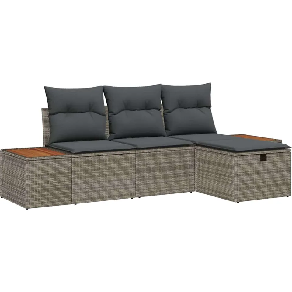 vidaXL Tuin Sofa Set 4 st Grijs poly rattan