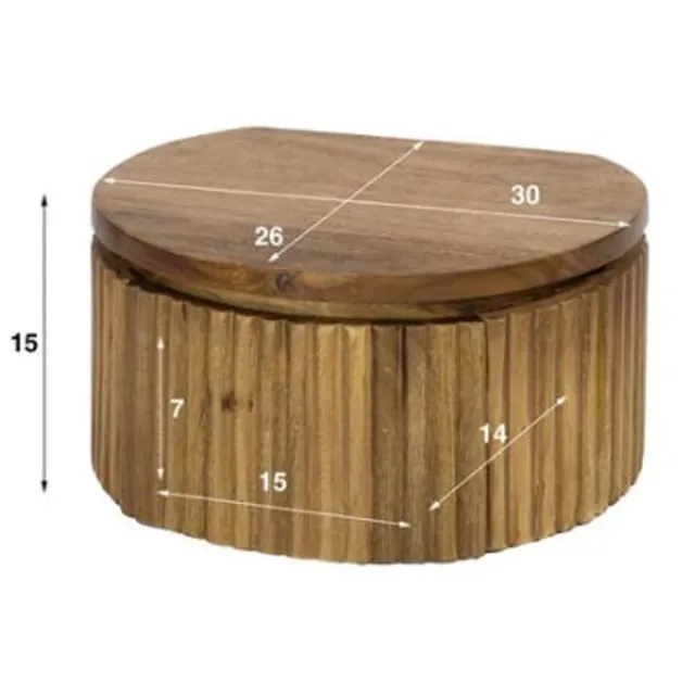 Meubelplaats Wave XS - Zwevend nachtkastje rond - 1 lade - Mangohout zandkleur - 30 cm breed - Japandi - 30x26x15 cm Naturel