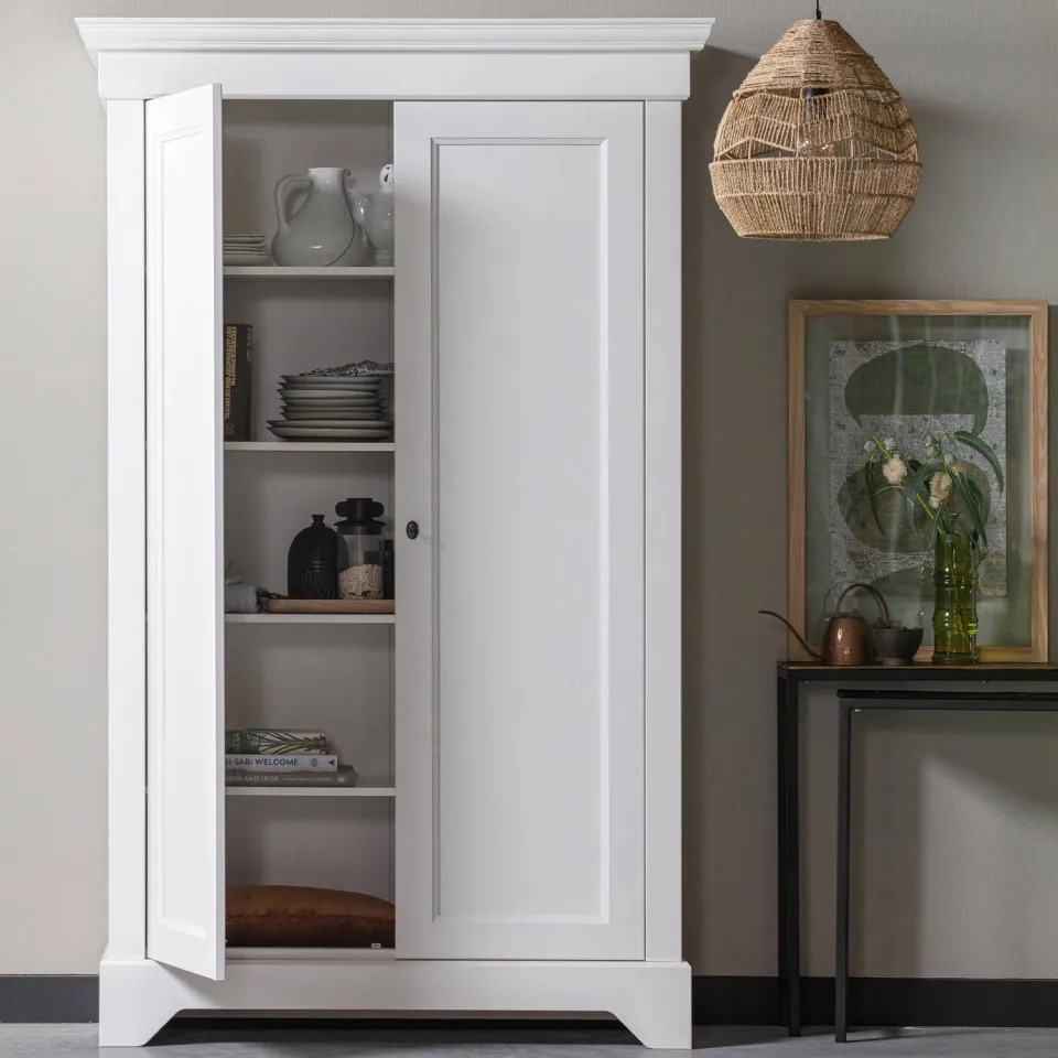 WOOOD Isabel Brocante Kast - Grenen - Wit - 191x118x47, foto 3