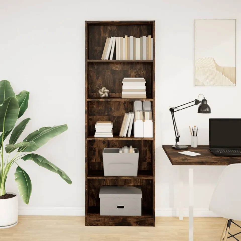 vidaXL Boekenkast 60x24x176 cm bewerkt hout gerookt eikenkleurig, foto 2