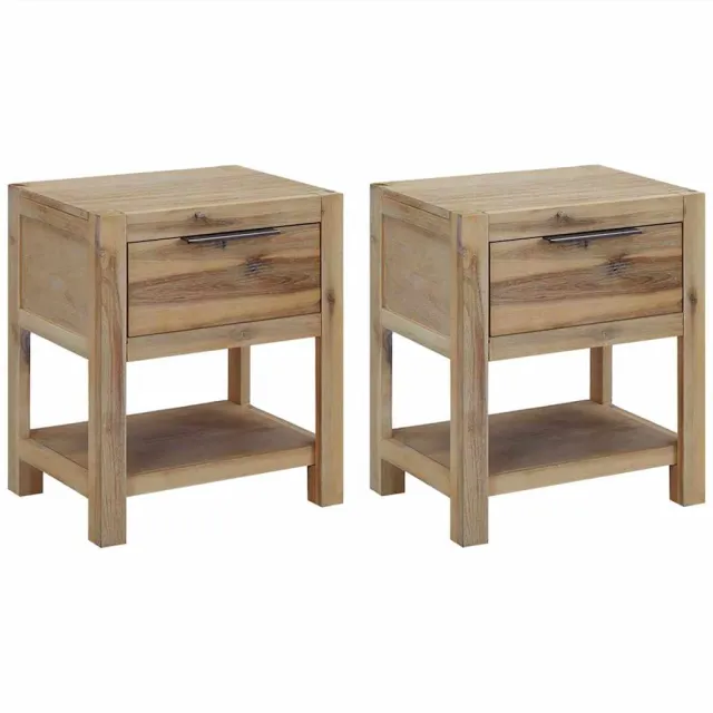 vidaXL Nachtkastjes met lades 2 st 40x30x48 cm massief acaciahout Bruin
