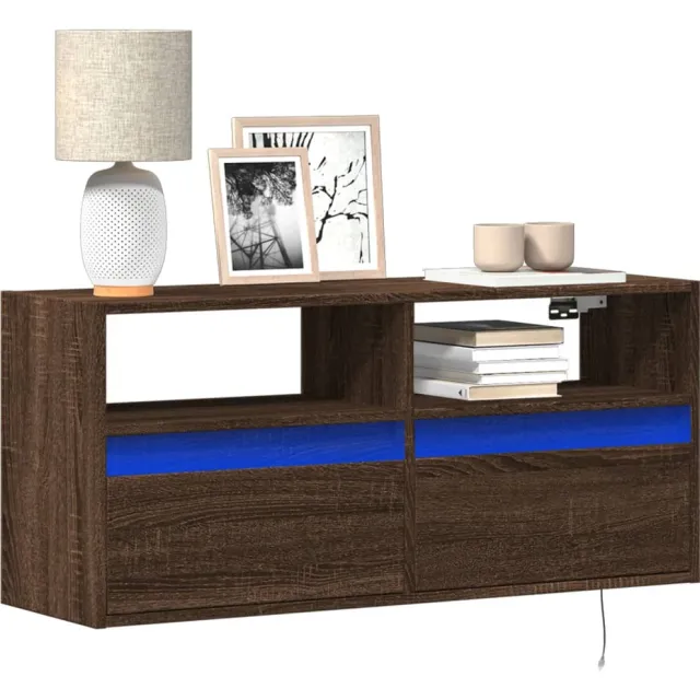vidaXL Tv-wandmeubel met LED-verlichting 100x31x45 cm bruin eikenkleur