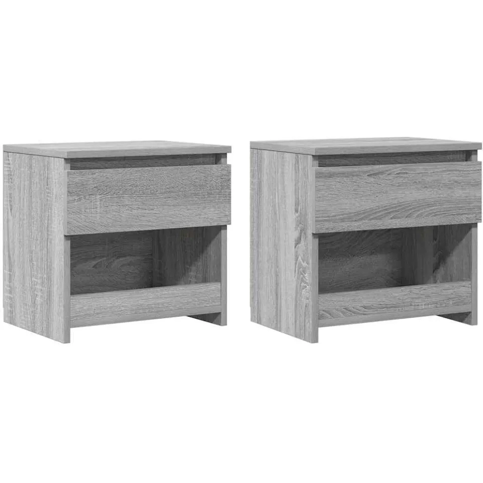 vidaXL Nachtkastjes 2 st 40x30x39 cm bewerkt hout grijs sonoma eiken, foto 3
