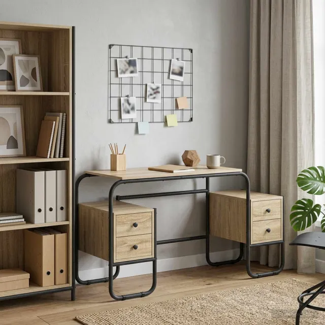 vidaXL Bureau met opbergruimte Sonoma Eiken 145 x 50 x 75 cm Bruin