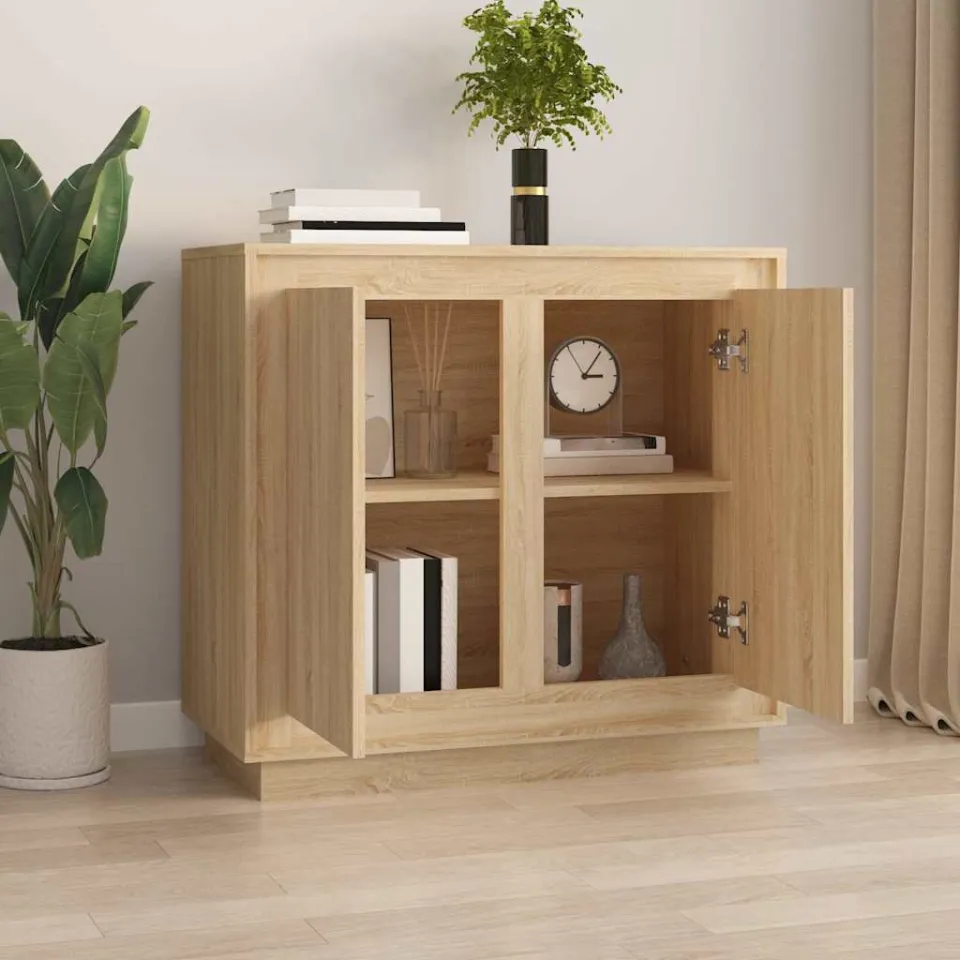 vidaXL Dressoir 80x34x75 cm bewerkt hout sonoma eikenkleurig, foto 2