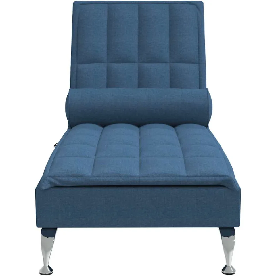 vidaXL Massage chaise longue met bolster stof blauw, foto 4
