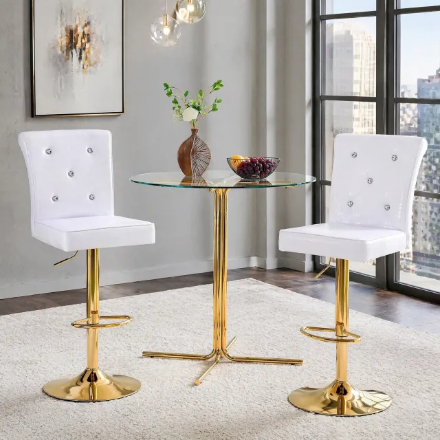 CHICFURN Barkruk - Set van 2 - Verstelbaar - Draaibaar - Wit