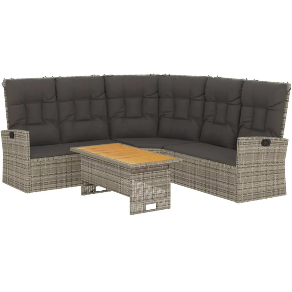 vidaXL 2-delige Loungeset met kussens poly rattan grijs