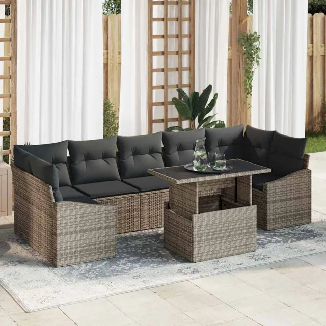 vidaXL Tuin Sofa Set 8 st Grijs poly rattan, foto 2