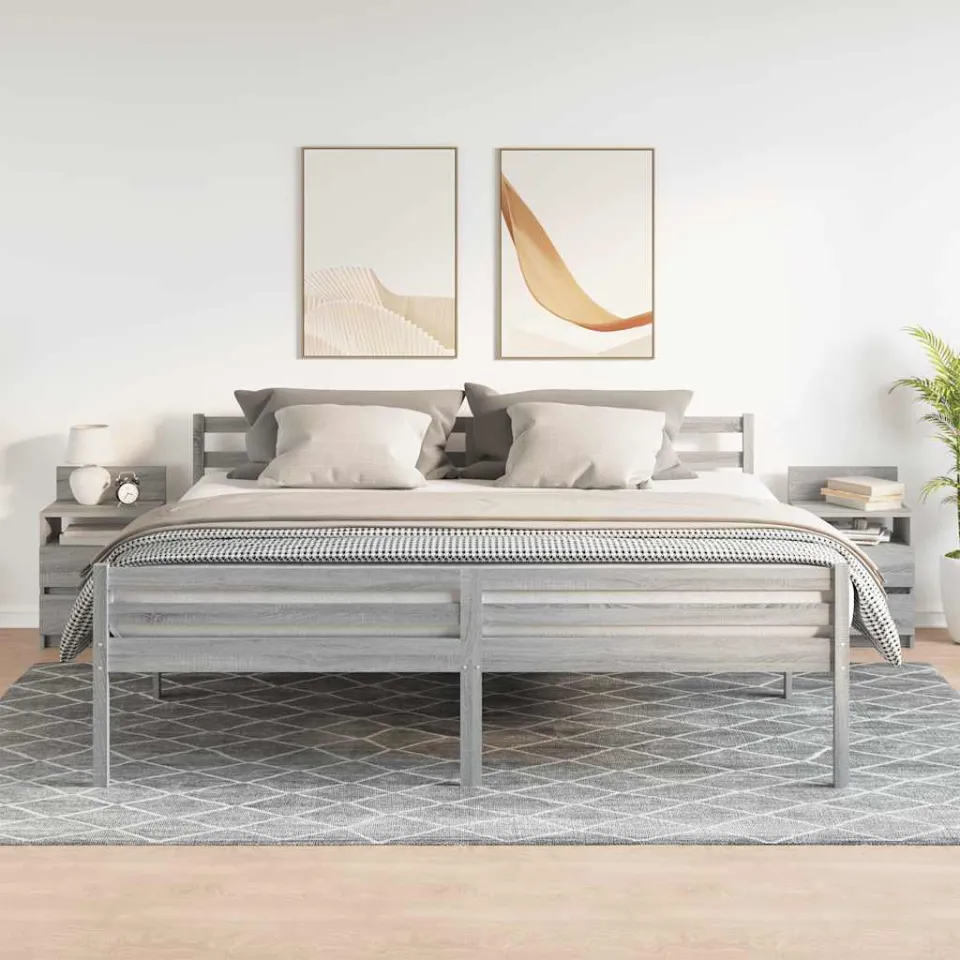 vidaXL Nachtkastjes 2 st met 2 lades 40x33x60 cm grijs sonoma eiken, foto 2