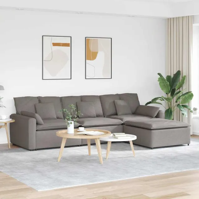 vidaXL Modulaire bank met voetenbank en kussens taupe