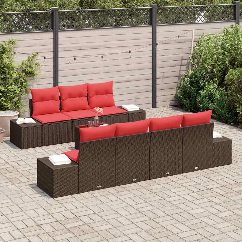 vidaXL Tuin Sofa Set 8 st Bruin poly rattan, foto 3