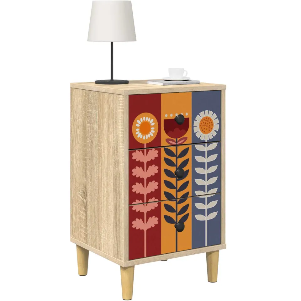 vidaXL Nachtkastje ESSEN Sonoma Eiken 36 x 33 x 60 cm Bewerkt hout Bruin