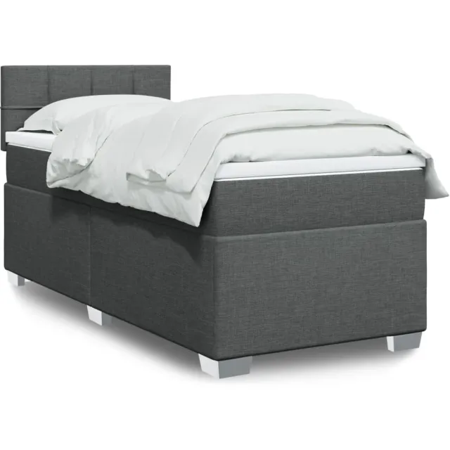 vidaXL Boxspring met matras stof donkergrijs 90x190 cm grijs