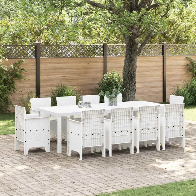 vidaXL Tuin Eetset 11 st Wit Polypropyleen, foto 2