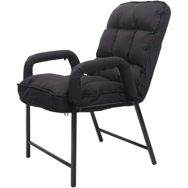 MCW Eetkamerstoel MCW-K40, stoel gestoffeerd, belastbaarheid 160 kg rugleuning verstelbaar metaal ~ stof/textiel zwart