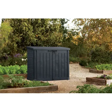 Keter Kussenbox Store-it-out Max - Houtlook - Grijs - 1200l - 145,5x82x125cm, foto 3