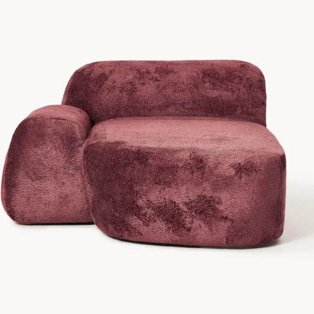 Westwing Collection Teddy bouclé chaise-hoekmodule Wolke Wijnrood