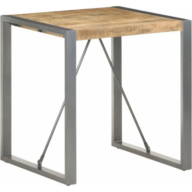 vidaXL Eettafel - 70x70x75 - cm - massief - ruw - mangohout Grijs