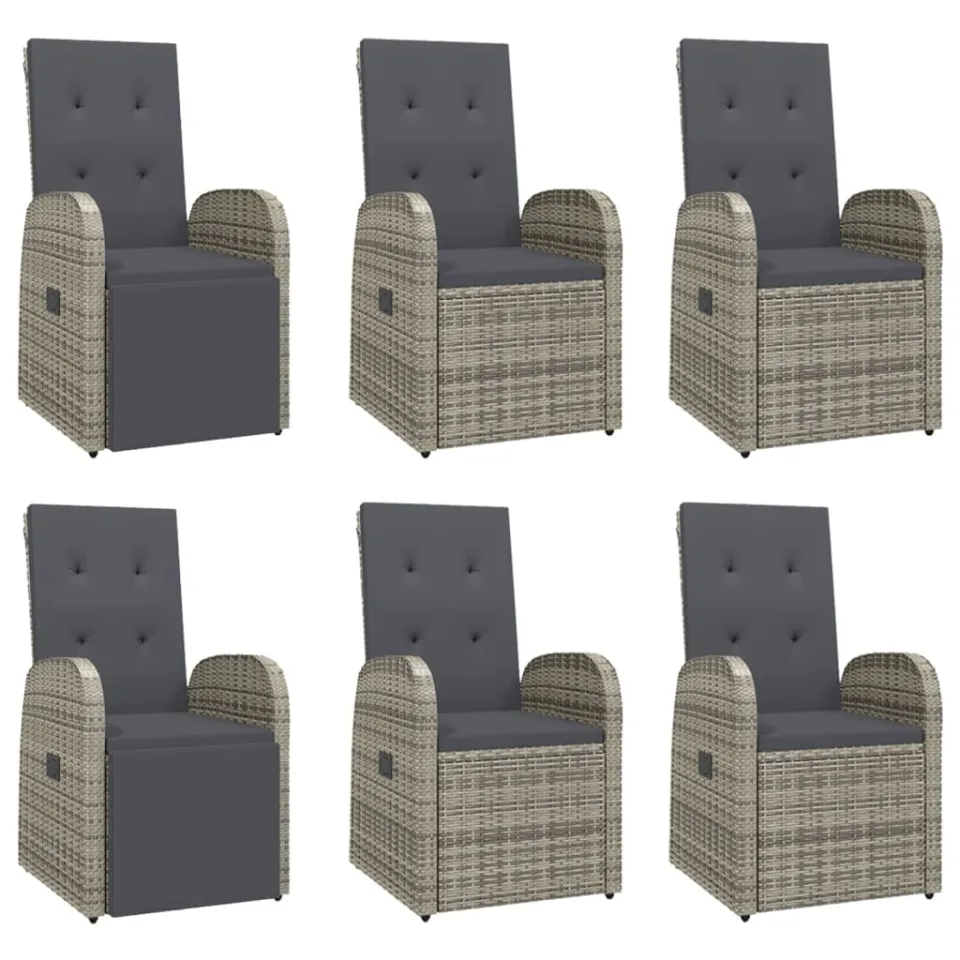 vidaXL 7-delige Tuinset met kussens poly rattan grijs, foto 3