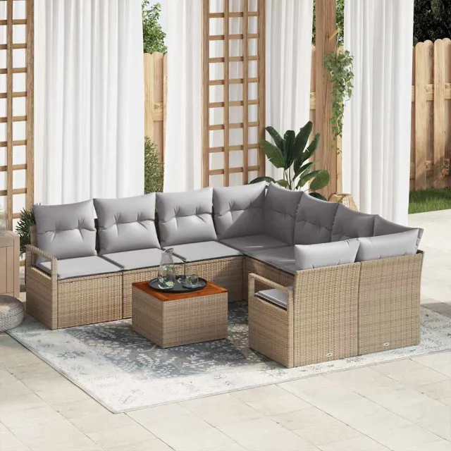 vidaXL Tuinbankenset 9 st Beige poly rattan, foto 2