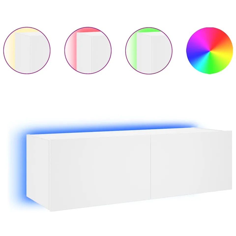 vidaXL Tv-wandmeubel met LED-verlichting 100x35x31 cm wit, foto 3