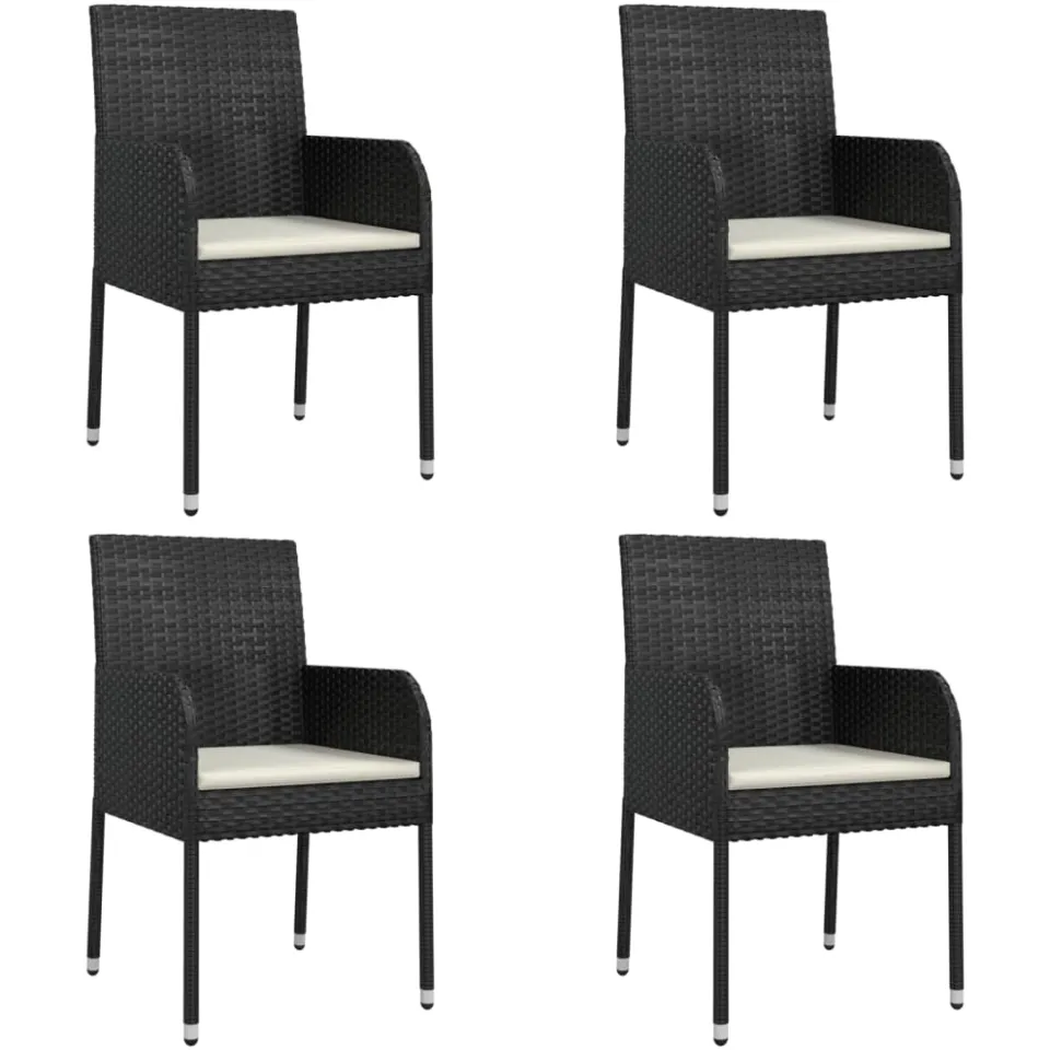 vidaXL 5-delige Tuinset met kussens poly rattan zwart, foto 3