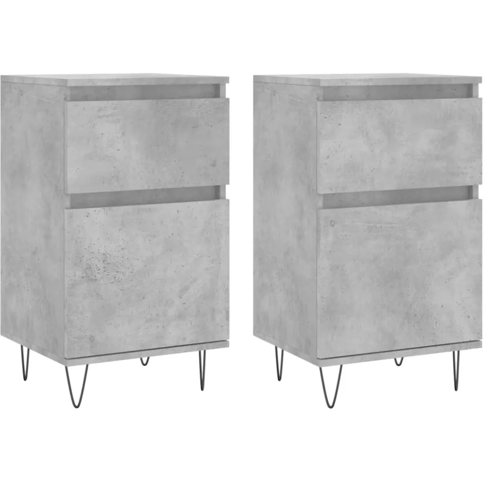 vidaXL Dressoirs 2 st 40x35x70 cm bewerkt hout betongrijs grijs, foto 3