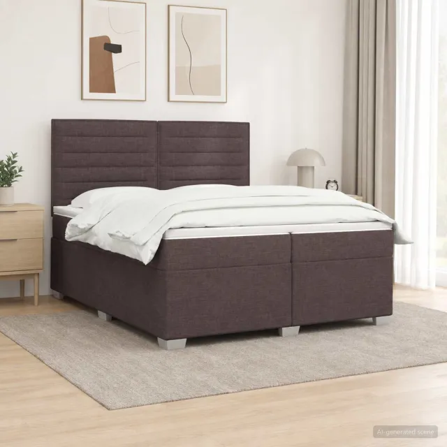 vidaXL Boxspringbed met matras Donkerbruin 200 x 200 cm Stof