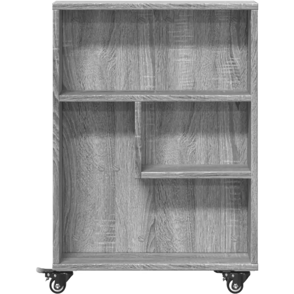 vidaXL Opbergtrolley smal 48x13x68 cm bewerkt hout grijs sonoma eiken, foto 4